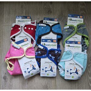 Best Bottom Lot Of 6 Reusable Snap Cloth Baby Infants Diapers OS One Size Covers